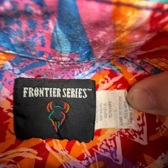 Vintage Frontier Series Western Shirt L Women’s Neon Rodeo 90s - Picture 4 of 4